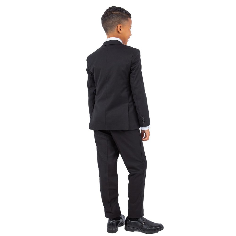 5-Piece Perry Ellis Portfolio Boys Slim Fit Solid Suit, Black - Picture 4 of 8